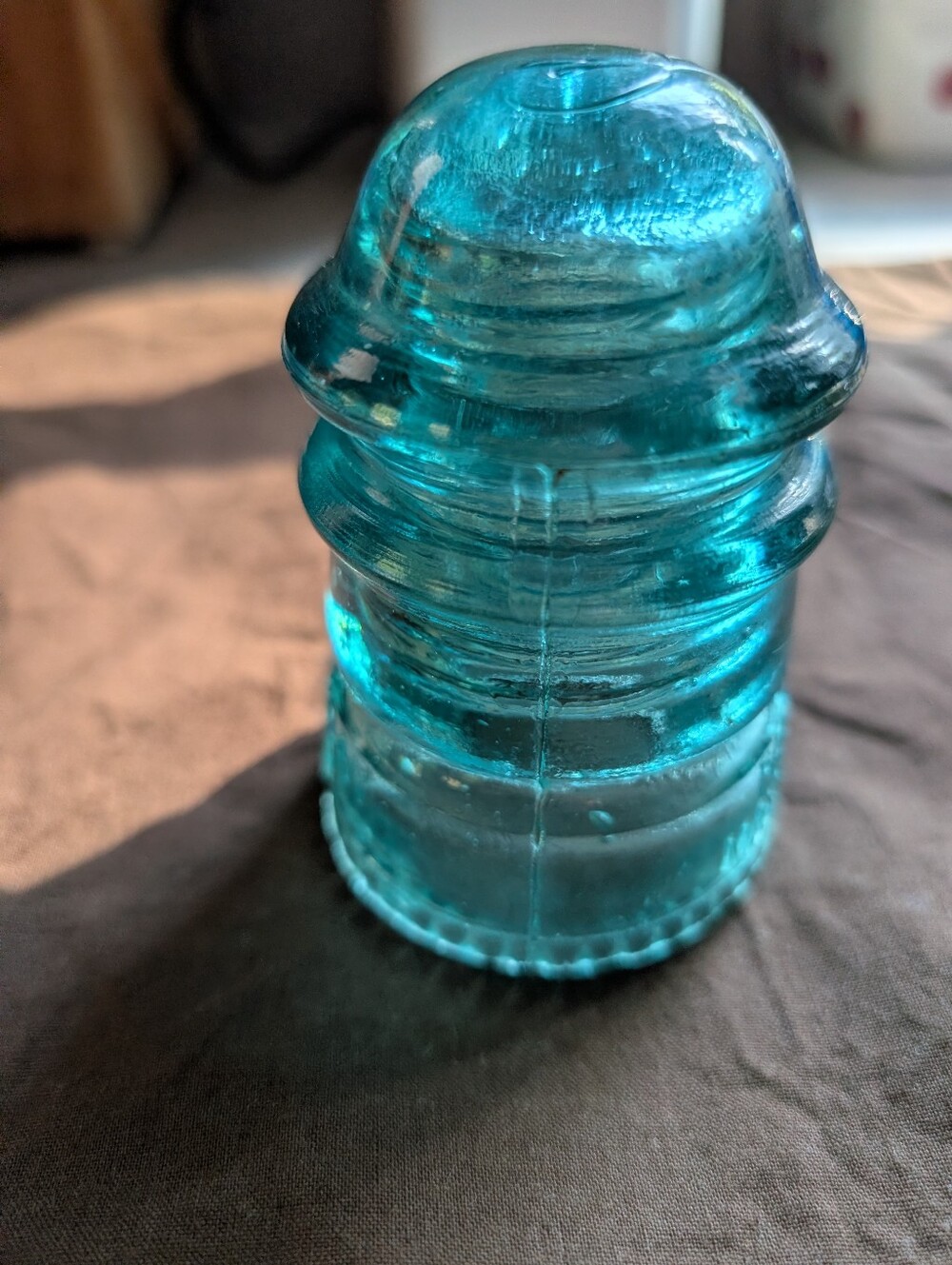 Blue Glass Insulator Decorative Accent